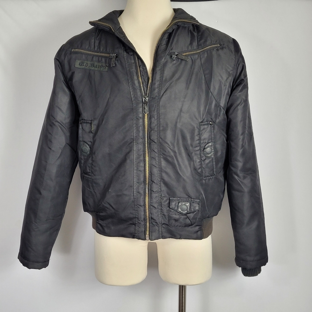 Vintage 90s Ed hardy By Christian Audigier black bomber jacket Size Large